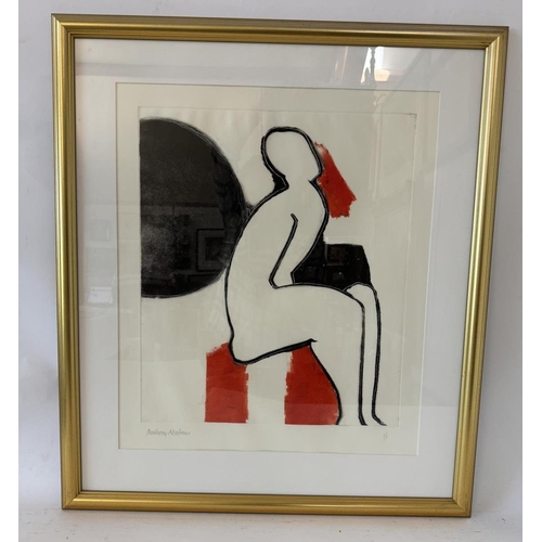 1866 - Anthony Abrahams (1926-2019) - Original monoprint (1/1) of a seated figure, signed and numbered in p... 