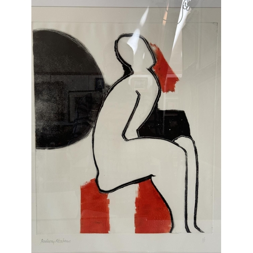 1866 - Anthony Abrahams (1926-2019) - Original monoprint (1/1) of a seated figure, signed and numbered in p... 