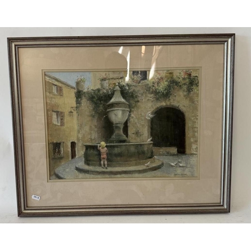 1869 - Peter Rasmussen (b. 1927) - 'A Fountain - St. Paul de Vence', pastel on paper, signed lower right, a... 