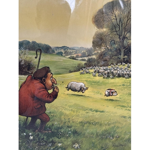 1872 - Norman Thelwell (1923-2004) - Cartoon for Punch: 'As a Shepherd Whistling to Toby Who is Being Chase... 