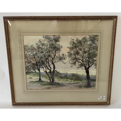 1877 - Eileen Trench (20th Century) - Trees with a town in the distance, signed 'E.M.C. Trench' lower left,... 