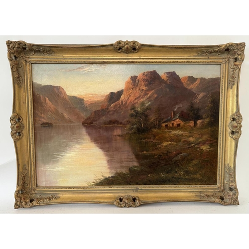 1882 - 19th Century Loch Scene, signed 'H. James' lower right, oil on canvas, 51 x 76 cm, gilt framed