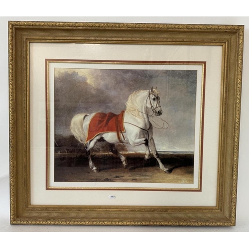 1891 - After Abraham Cooper (1784-1868) - White Arab Stallion 'Millenium', framed print in colours, 45 x 55... 