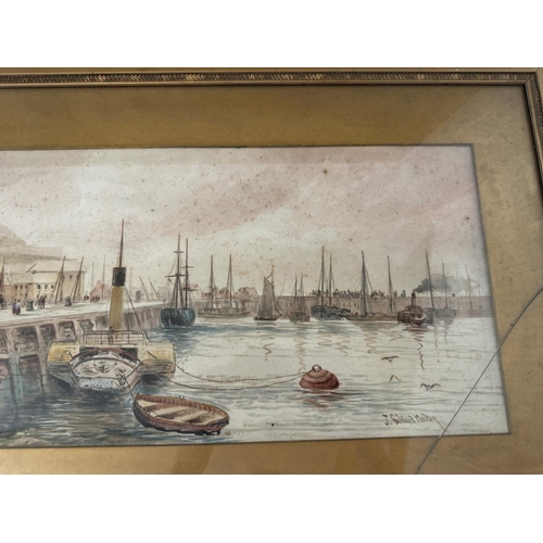 1908 - J. Geldard Walton (19th century) - Two harbour scenes, watercolour on paper, both signed below, 25 x... 