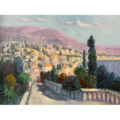 1911 - Laszlo Ritter (1937-2003) - 'Mentone, Cote d'Azure' oil on canvas, signed lower left, 60 x 46 cm, fr... 