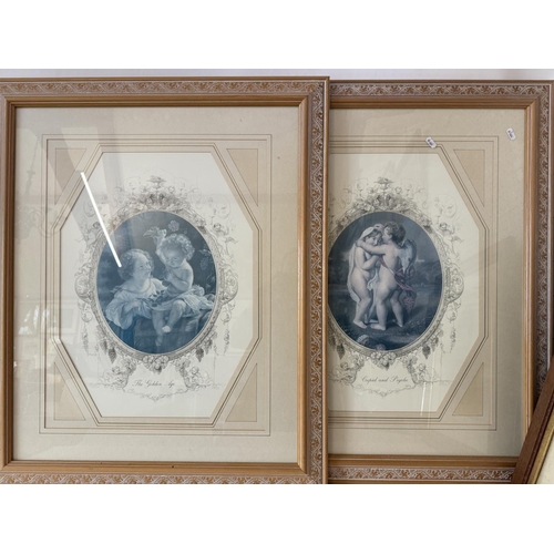 1913 - A group of fourteen decorative framed works, to include: Alverin Roger - watercolour market scene (1... 