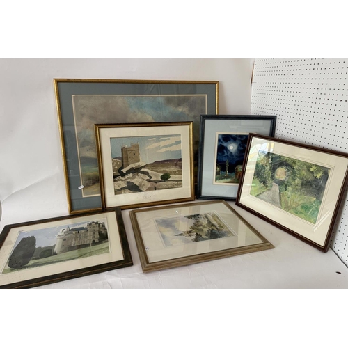 1914 - A group of twenty-one 19th and 20th century paintings, drawings and an engraving, mostly of landscap... 