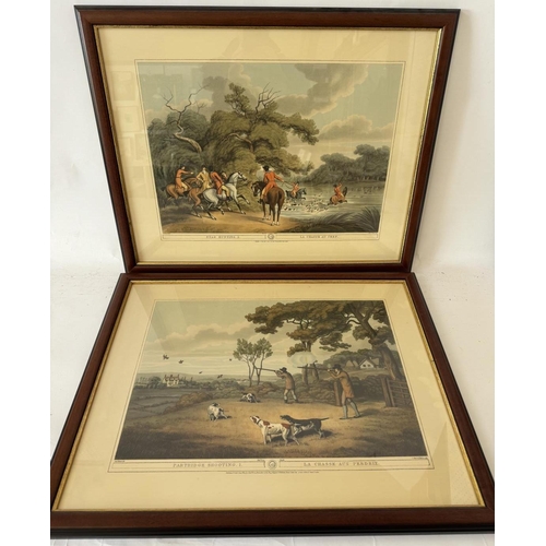 1919 - Six Hunting Prints - A pair of hand-coloured lithographs titled: 'The Course' and 'The Death', 75 x ... 