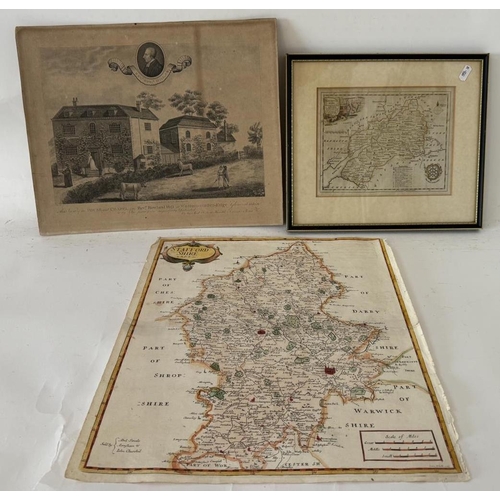 1920 - (Local Interest) Three engravings including two maps and a country scene: Thomas Kitchin - Glouceste... 