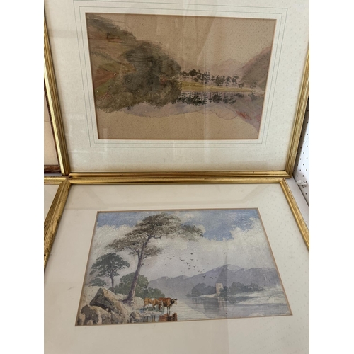 1928 - Nine 19th and early 20th century watercolours depicting populated landscapes and buildings, to inclu... 