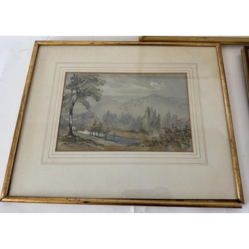 1928 - Nine 19th and early 20th century watercolours depicting populated landscapes and buildings, to inclu... 