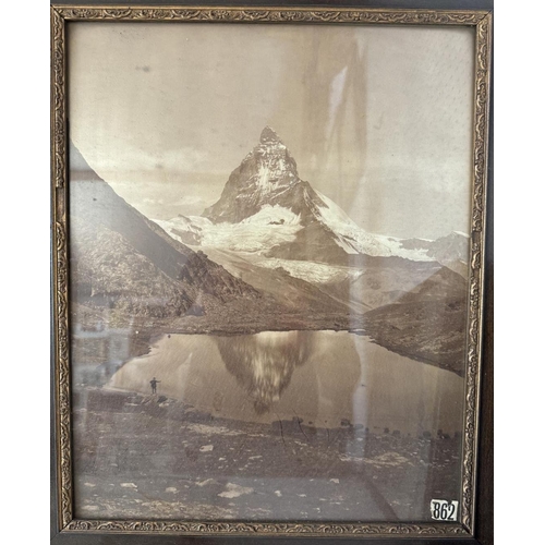 1929 - Four framed prints, to include: After Adolphe Braun - 'The Matterhorn' black and white photograph, 4... 