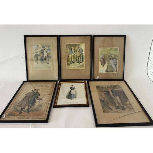 1932 - A box of fifteen framed prints, depicting Charles Dickins characters and others, approx. 30 x 40 cm ... 