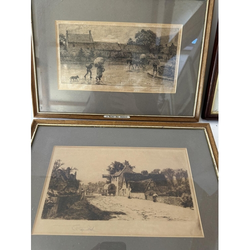 1934 - Four framed 19th century works, to include: Robert W. Macbeth - 'A Rainy Day, Bisham', engraving; Wi... 