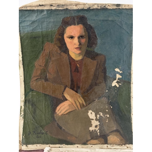 1936 - Four 20th Century/Post-War Oil Paintings, to include: Boris Buchet (1917-1999) - Portrait of a seate... 