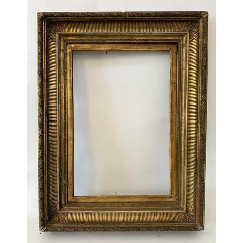 1948 - A 19th century gilt gesso frame with laurel leaf decoration, interior dimensions: 61 x 41 cm, frame ... 