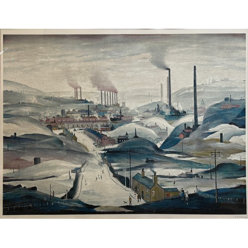 Laurence Stephen Lowry (British, 1887-1976) - 'Industrial Panorama', signed in pencil 'L.S.Lowry' lower right, with the Fine Art Trade Guild stamp lower left, offset lithograph in colours, 79.5 x 60.6 cm, frame dimensions: 98.3 x 81.5 cm, mounted, glazed and framed