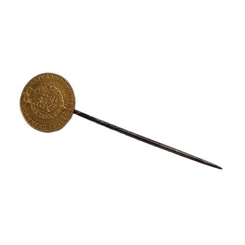 202A - George III 1760-1820 Half Guinea, 1801, mounted as a stick pin.