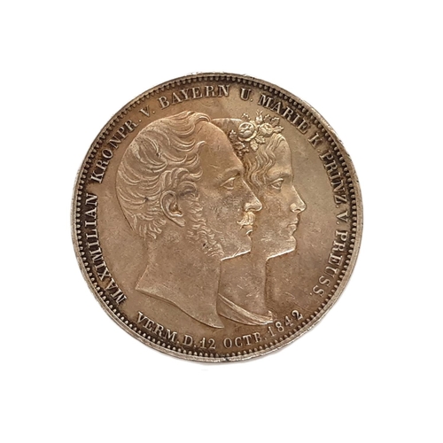 281 - German States. Bavaria. Ludwig I. 2 Thaler (3 1/2 Gulden), 1842. Royal Wedding commemorative issue. ... 