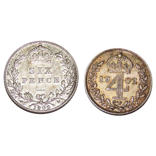 307 - Edward VII, 1902-10. Matt Proof Sixpence and Maundy Fourpence, 1902. (2 coins).