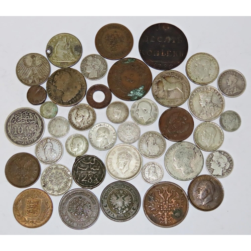 346 - World coins including Russia, Belgium, Italy, Ireland, East India Company, and other countries to in... 