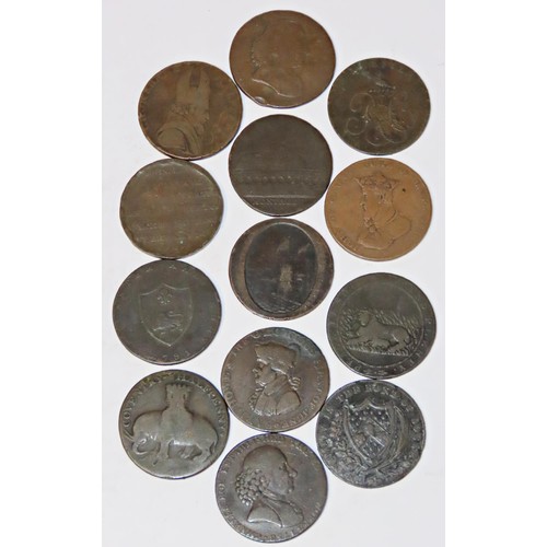 348 - A collection of 18th century trade tokens, including Portsmouth John Jarvis halfpenny 1797 (13 token... 