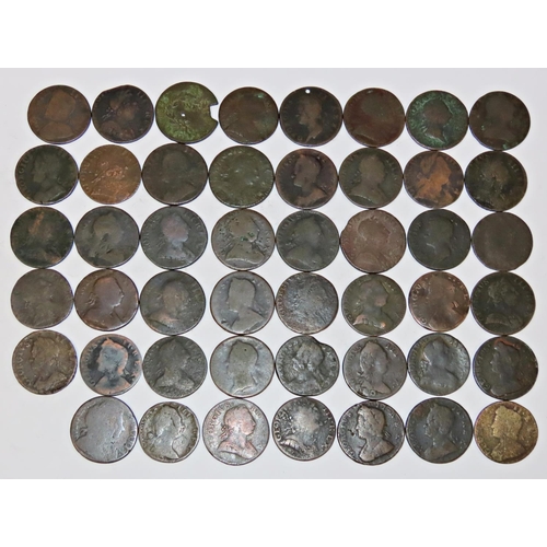 349 - A collection of Evasion / Forgery Georgian halfpennies together with other regal issues and an Ameri... 