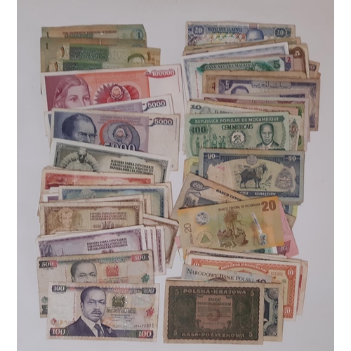 354 - A large quantity of world banknotes, including various countries.