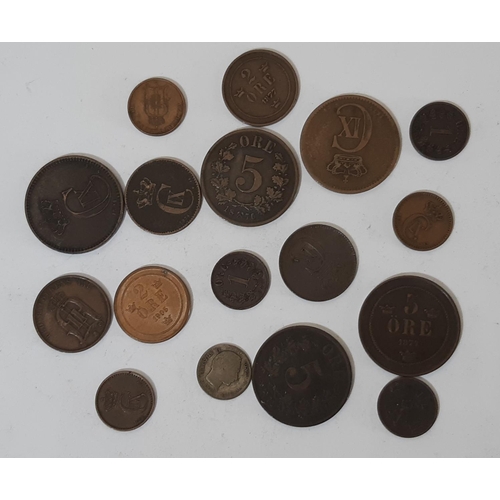 370 - Swedish and Danish coins to include 10 Ore 1874, 5 Ore 1874 and other denominations.