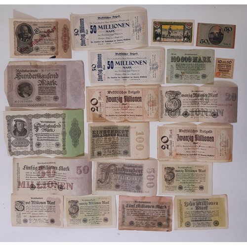 383 - A group of German inflation era bank notes.