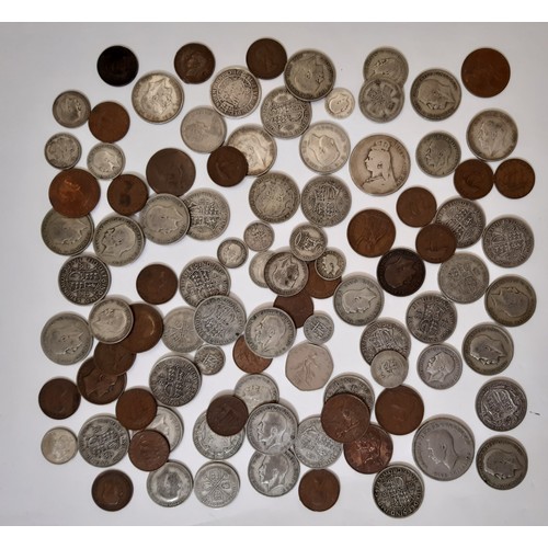 388 - Mix group British silver and other coinage to include pre 1947 and 1920 examples, an 1889 Crown etc.