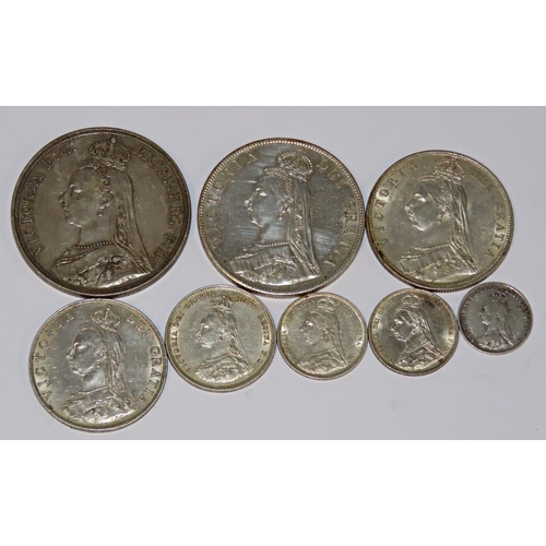 417 - Victoria 1837-1901, matched 1887 silver currency set of eight coins including both sixpence type. (8... 