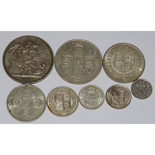 417 - Victoria 1837-1901, matched 1887 silver currency set of eight coins including both sixpence type. (8... 