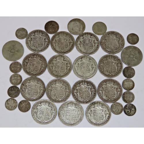 428 - A mixed group of pre-1920 English silver coinage, mostly Halfcrowns, 460g approx (gross weight).