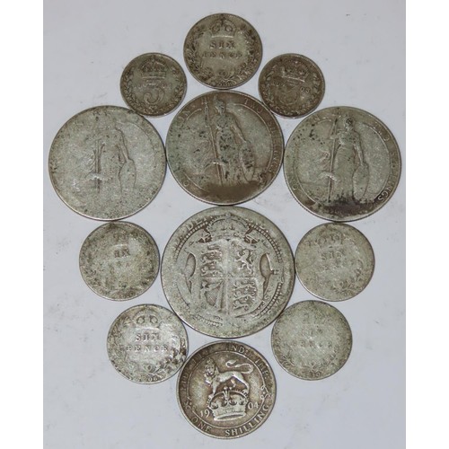 428 - A mixed group of pre-1920 English silver coinage, mostly Halfcrowns, 460g approx (gross weight).