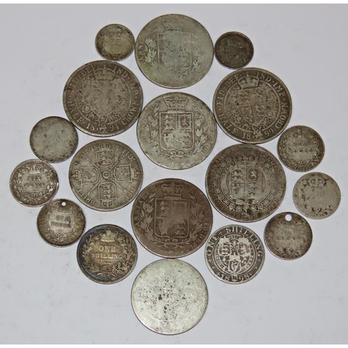 428 - A mixed group of pre-1920 English silver coinage, mostly Halfcrowns, 460g approx (gross weight).