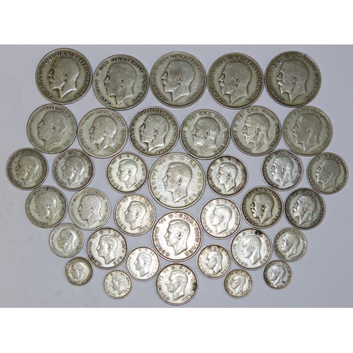 430 - A collection of English pre 1947 silver coinage, Halfcrowns and smaller denominations. 2.1kg approx ... 