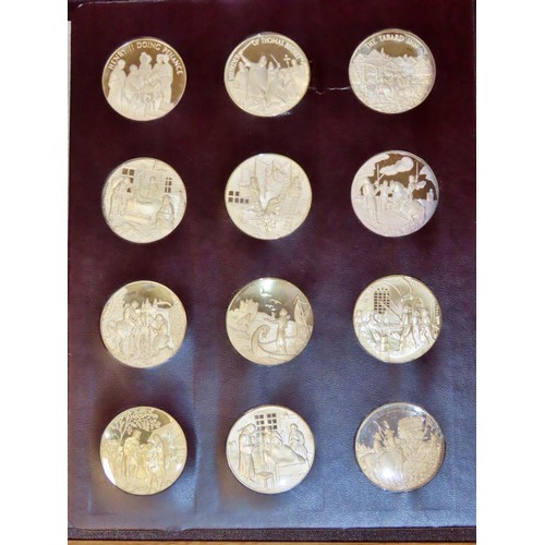 444 - Chaucer And The Canterbury Tales, a complete first edition proof set of 36 silver medals.