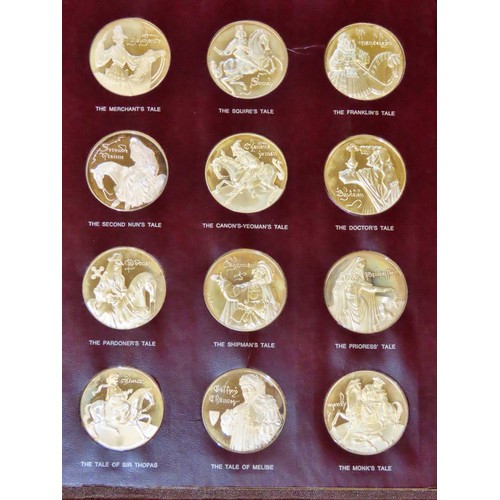 444 - Chaucer And The Canterbury Tales, a complete first edition proof set of 36 silver medals.