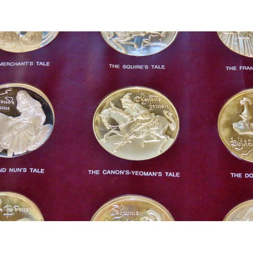 444 - Chaucer And The Canterbury Tales, a complete first edition proof set of 36 silver medals.