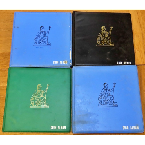 447 - Four small coin collecting albums containing part date runs of pre 1920 and 1947 and later English s... 