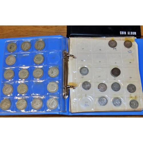 447 - Four small coin collecting albums containing part date runs of pre 1920 and 1947 and later English s... 