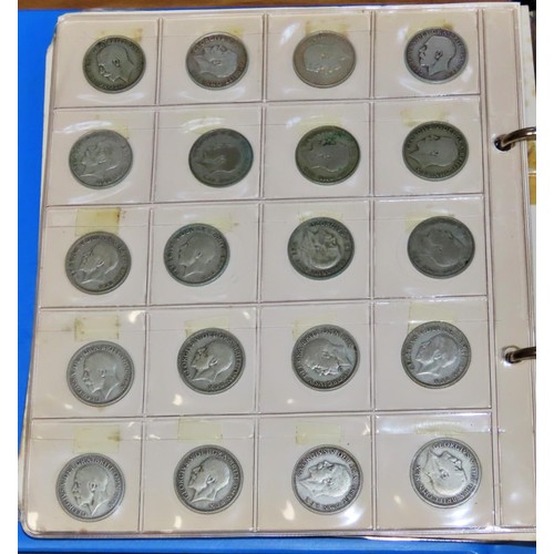 447 - Four small coin collecting albums containing part date runs of pre 1920 and 1947 and later English s... 