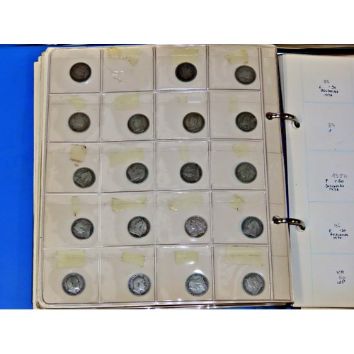 447 - Four small coin collecting albums containing part date runs of pre 1920 and 1947 and later English s... 