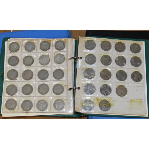 447 - Four small coin collecting albums containing part date runs of pre 1920 and 1947 and later English s... 