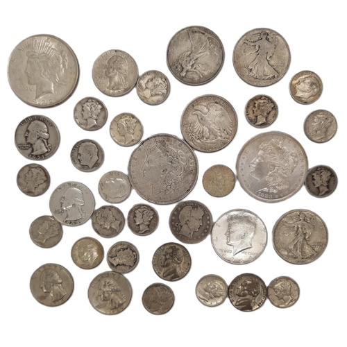 465 - United States Of America: Mixed silver coins to include Dollars including 1883, New Orleans mint, 19... 