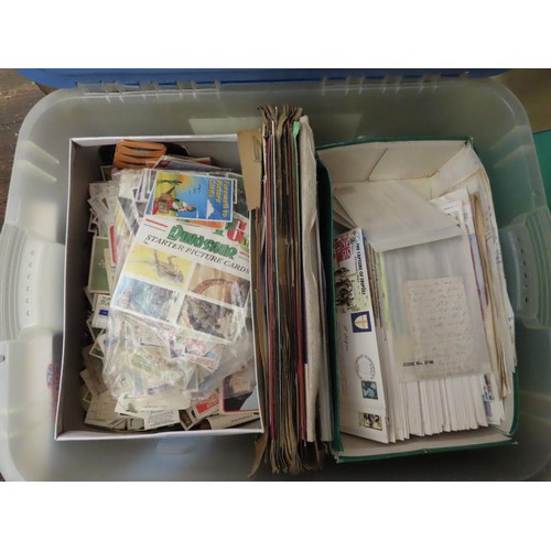 144 - Large crate containing 180+ RAF covers, many signed.  A box of trade tea and cards, also a scrap boo... 