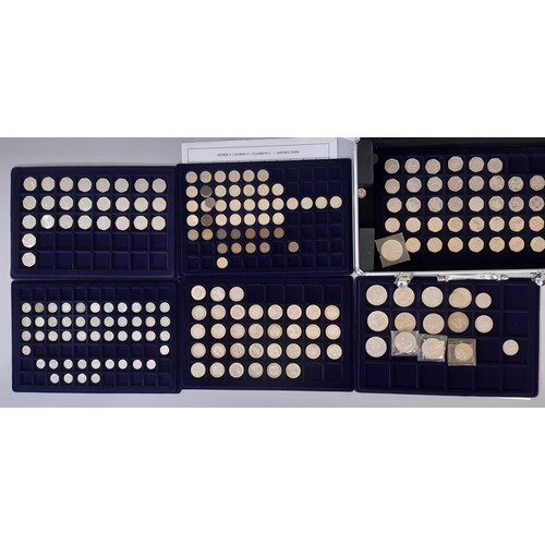 460 - Three modern coin collecting cases containing mixed British and world coins to include commemorative... 