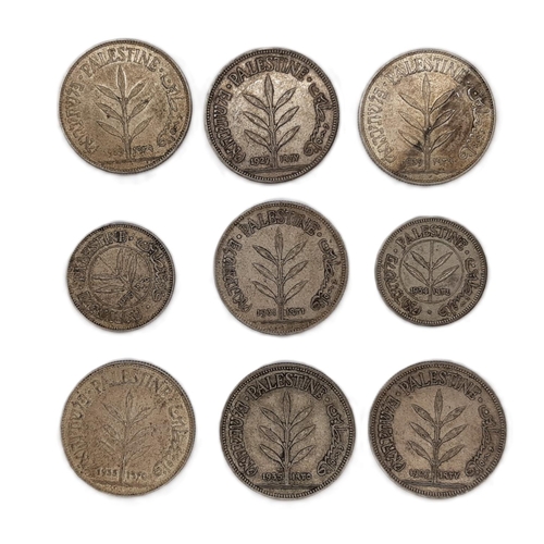 479 - Palestine: 100 Mils x 7 (dated 1927 x 2, 1931, 1935 x 2 and 1939 x 2) together with 50 Mils x 2 (dat... 