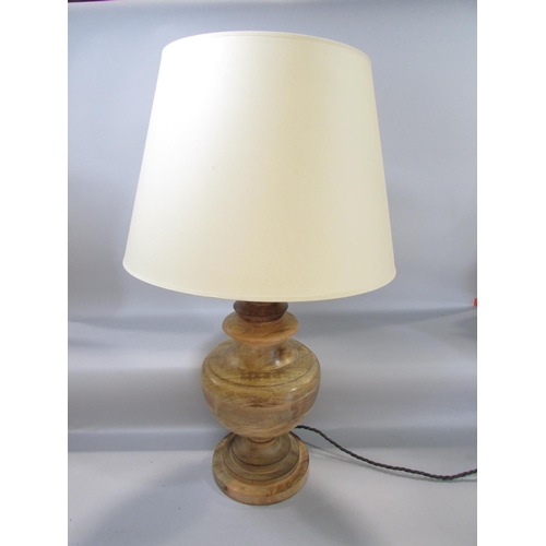 596 - A  Pooky Verona wooden table lamp 43cm high, with a lamp shade. (Sticky label to base)